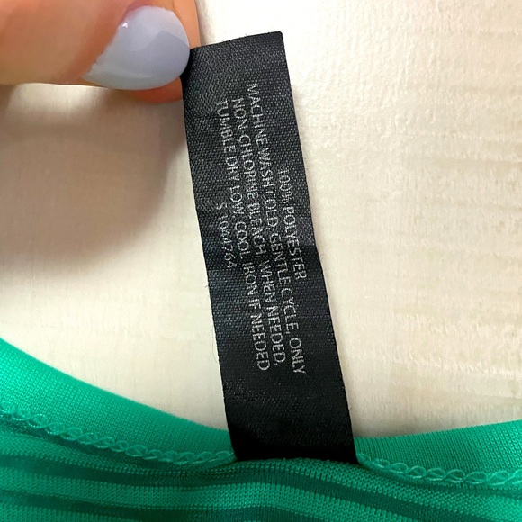 Lane Bryant Green Stripe Sheer Scoop Neck Ruched Sides Pullover Top Sz 14/16 - Picture 4 of 6